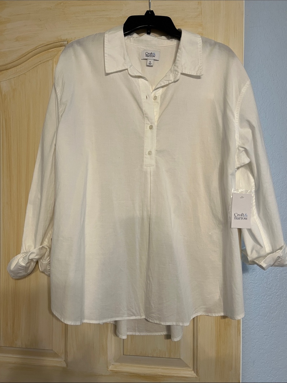 croft & barrow Cream Button-Front Collared Tunic